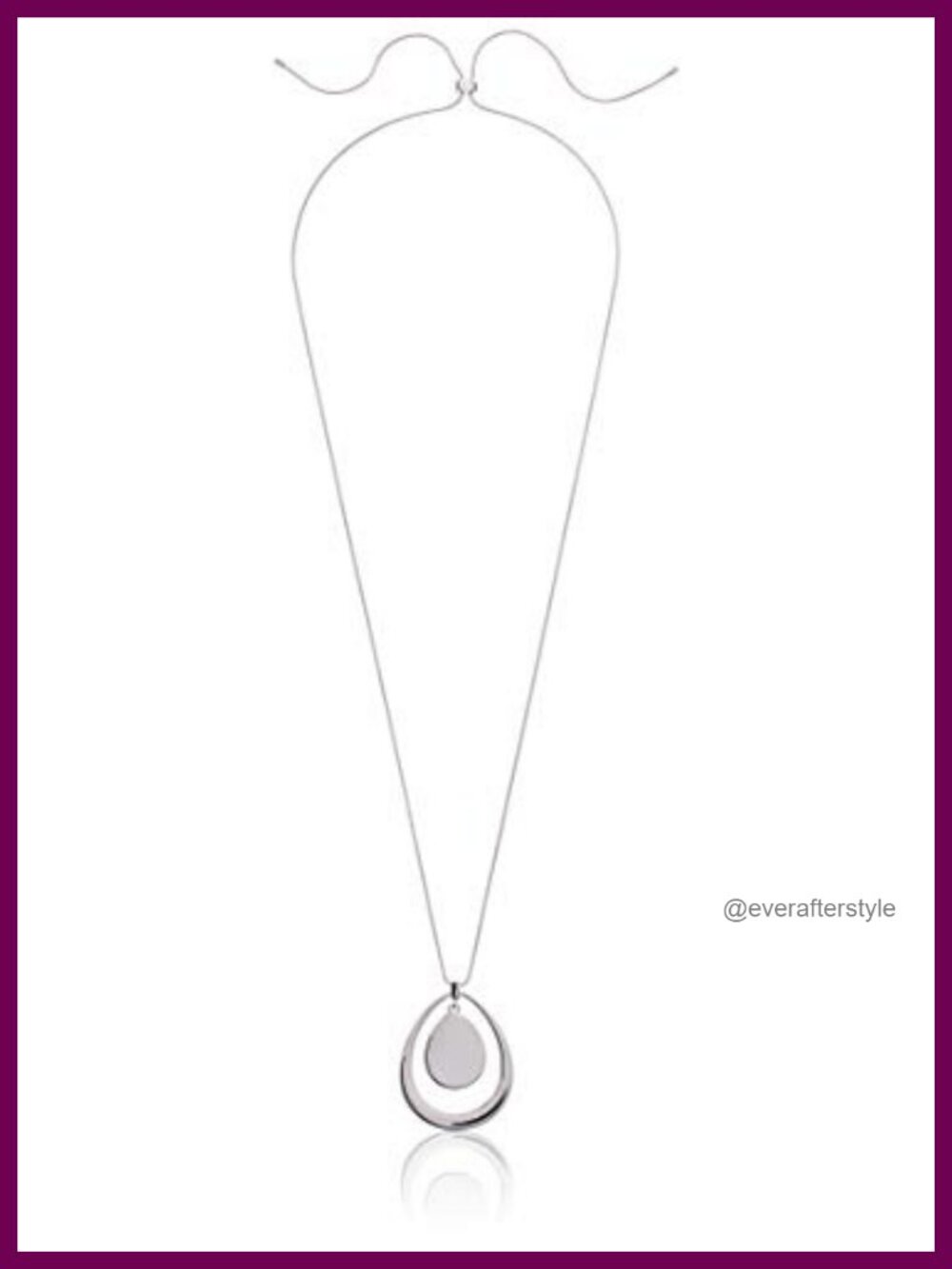 Silver Tone Adjustable Pendant Necklace 40 Inch Snake Chain Fashion Jewelry